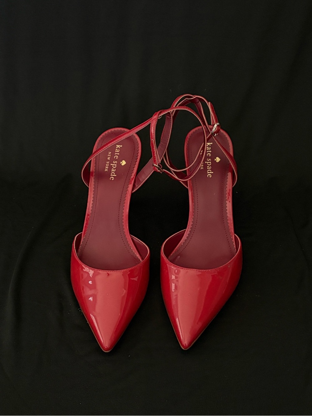 kate spade Red Patent Pointed-Toe Ankle-Strap Heels
